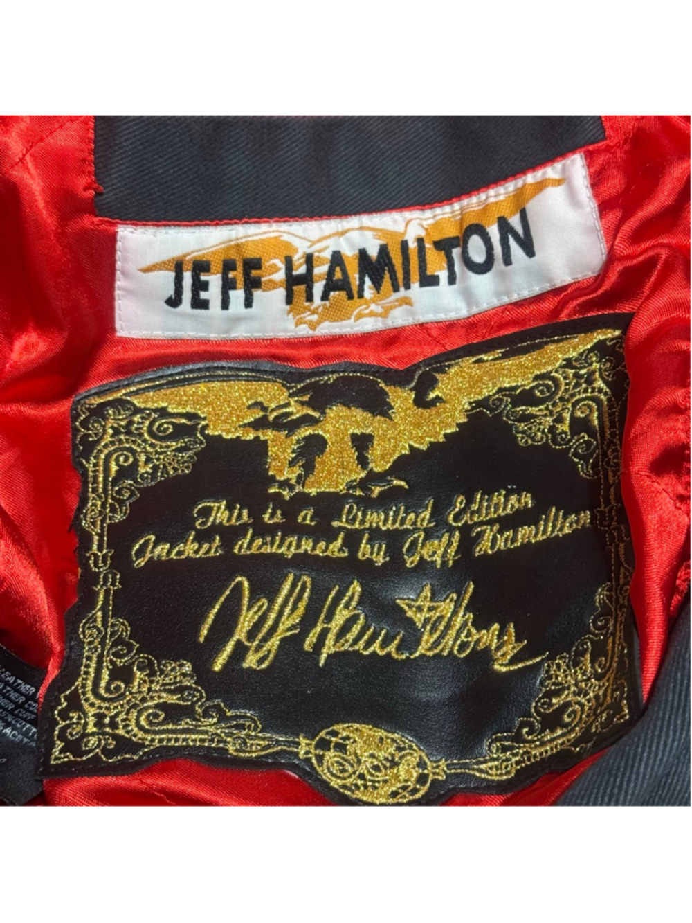 Vintage Jeff Hamilton NBA Patch Leather Bomber Jacket XL Rare Y2K Streetwear - Picture 8 of 16